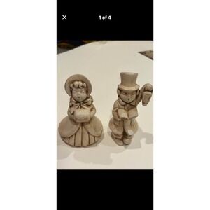 Vintage Ceramic Christmas Carolers Figurines Boy and Girl Victorian Style Cream